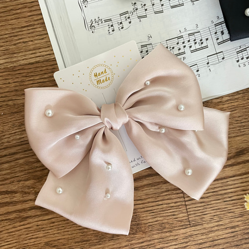 オシャレ目立つ×パール×大きなリボン【パープル、ピンク、水色、ミトリ 