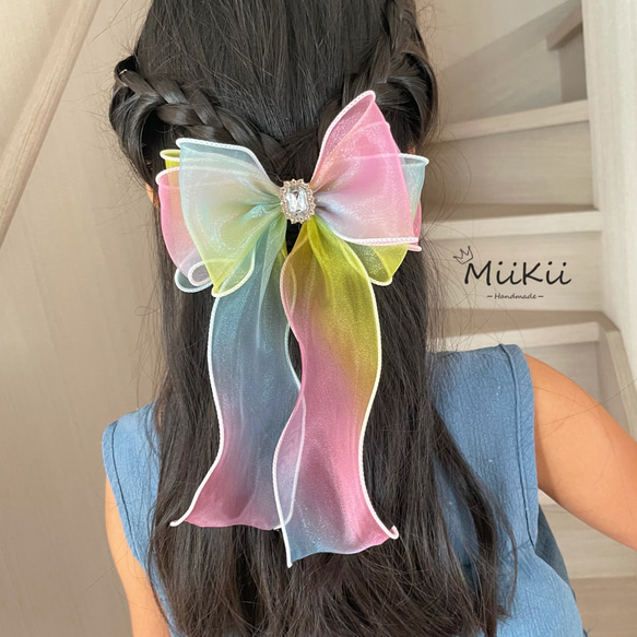 オーガンジーリボン♡ツイン♡ヘアゴム♡シェル オーガンジーリボン｜ヘアゴム｜フラワーリングオンラインストア