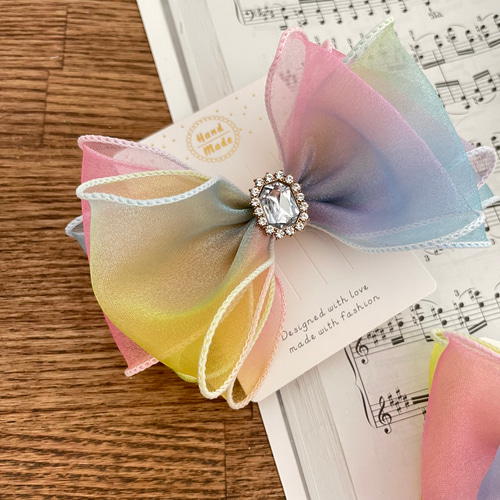 韓国レインボーリボン×大きめリボン ヘアゴム ଘMiikiiଓ︎ 通販