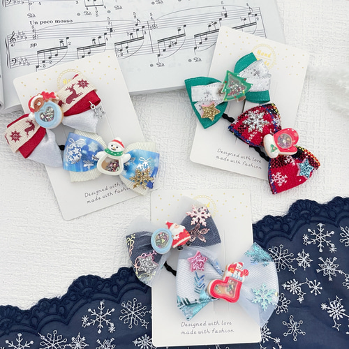 クリスマスシリーズ×子供ヘアアクセサリー ミニヘアゴム 6コセット