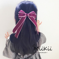 ロリータ 刺繍ゴージャス たらりんリボン ピンク+ホワイト ヘアピン