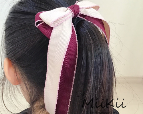 たらりんヘアリボン ヘアゴム 717 白 セレモニー レース 卒業式 入学式 