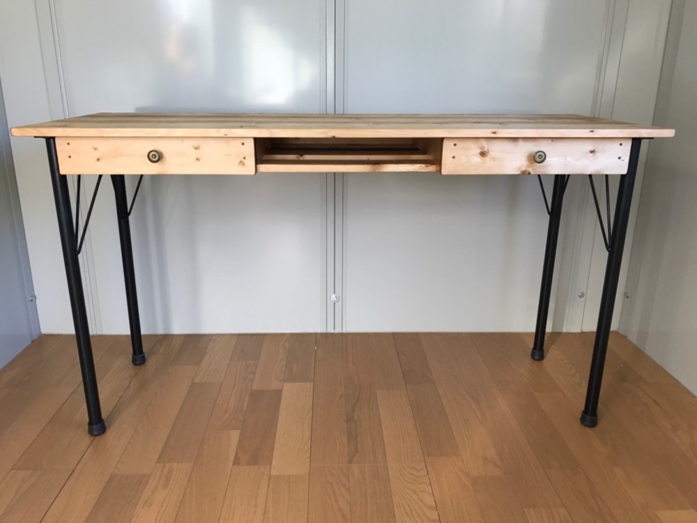 アイアンテーブル 机 H85cm ミディアムウォルナット 机・デスク