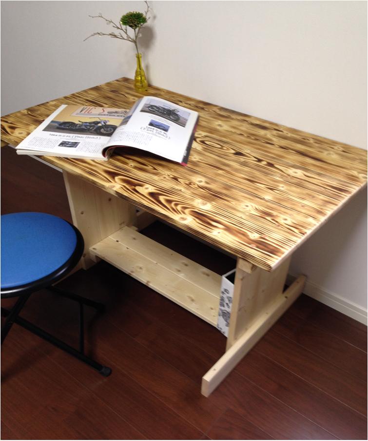 テーブル　足元収納 焼き色