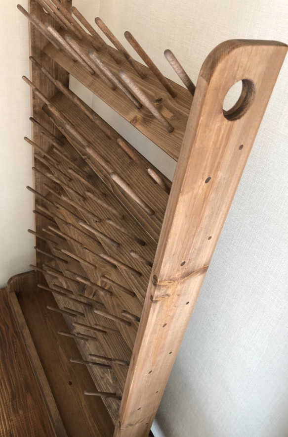 業務用3000m巻の糸　収納棚 78本　ダークオーク 業務用3000m巻の糸　収納棚