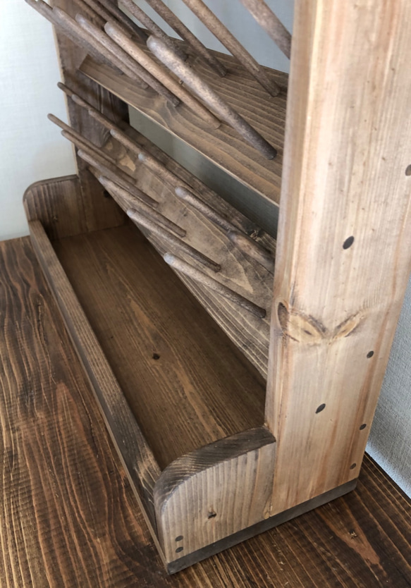 業務用3000m巻の糸　収納棚 78本　ダークオーク 業務用3000m巻の糸　収納棚