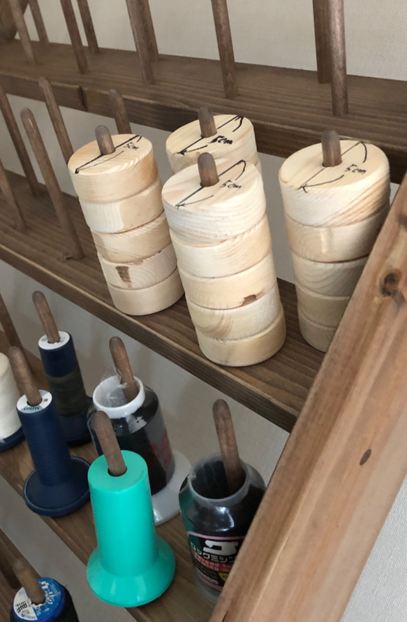 業務用3000m巻の糸　収納棚 78本　ダークオーク 業務用3000m巻の糸　収納棚