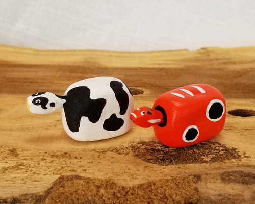 お正月限定 2021年干支 赤ベコ×ホルスタインの小さな置物 その他置物