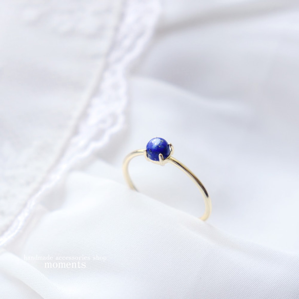 18kgp 天然石 ラピスラズリ リング silver925 ラウンド 3枚目の画像