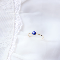 18kgp 天然石 ラピスラズリ リング silver925 ラウンド 4枚目の画像