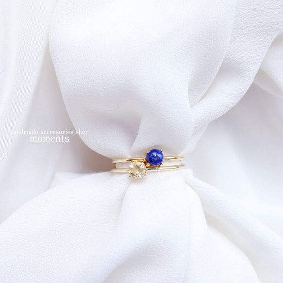 18kgp 天然石 ラピスラズリ リング silver925 ラウンド 5枚目の画像