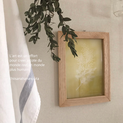 ふんわりミモザの透かしフレーム　ステンドグラス風アート　北欧雑貨 2枚目の画像
