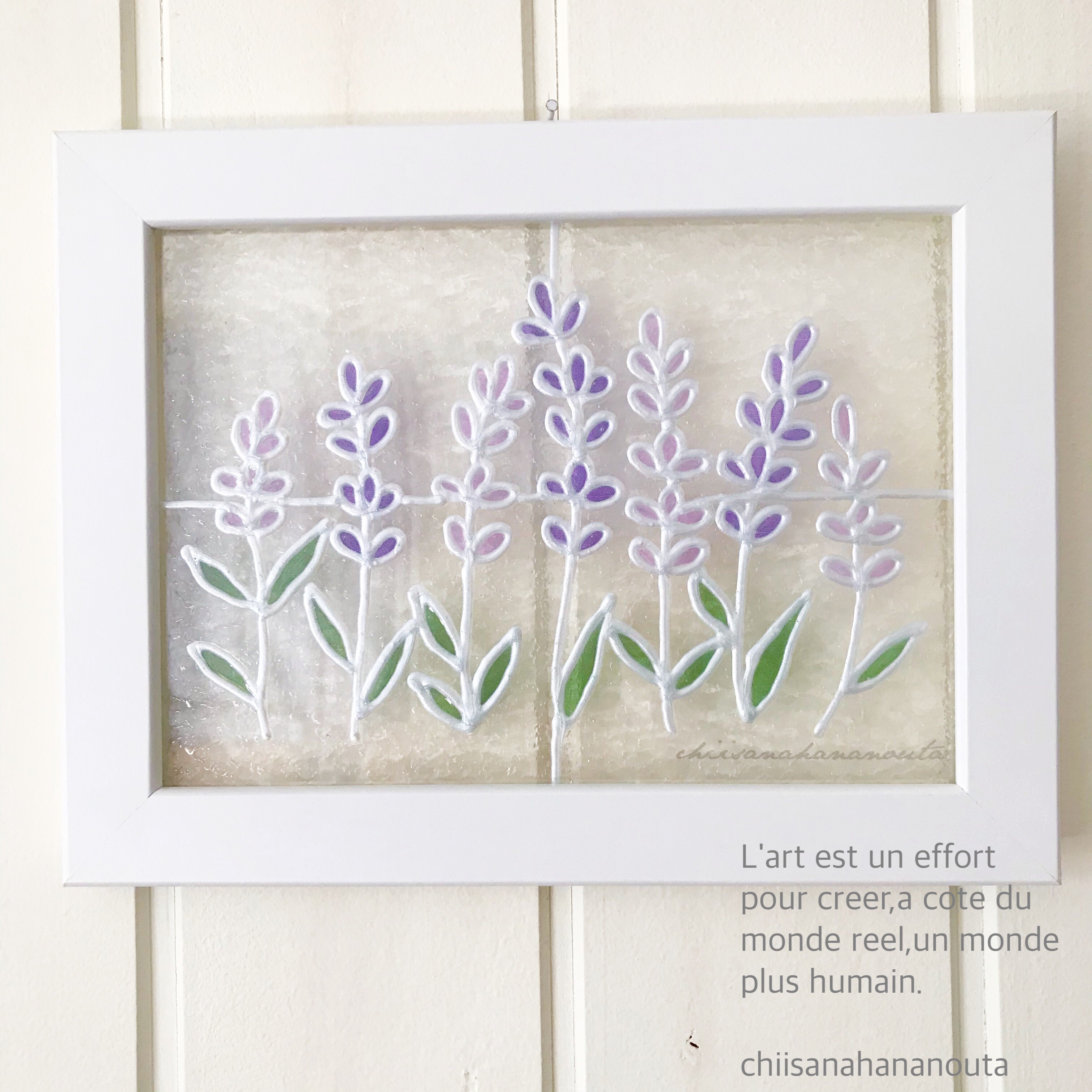 ✴︎:.ラベンダーの壁掛け鏡♪　ステンドグラス鏡