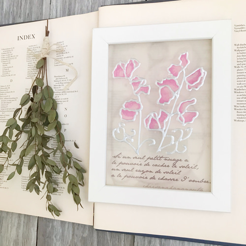 ナチュラル光の輪 スイートピー ピンク ギャラリーグラス ステンド