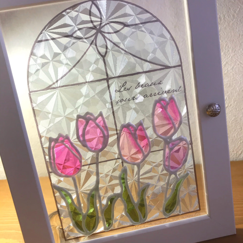 教会の窓 チューリップ クリアグラスアート ステンドグラス風 その他