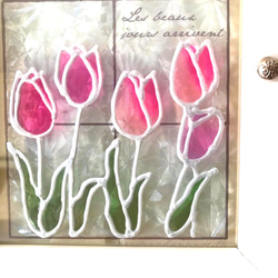 教会の窓  チューリップ　クリアグラスアート　ステンドグラス風 4枚目の画像