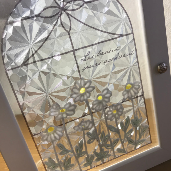 教会の窓  カモミール 　クリアグラスアート　ステンドグラス風 2枚目の画像