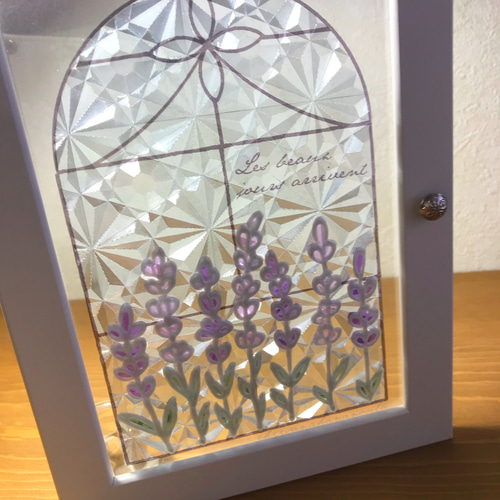 教会の窓 ラベンダー クリアグラスアート ステンドグラス風 その他