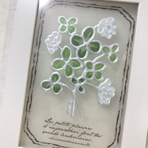 アンティーク風輸入ステンドグラスミニサイズガラスクローバー