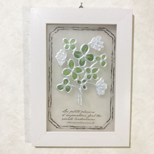 アンティークラベル 四つ葉のクローバー クリアグラスアート