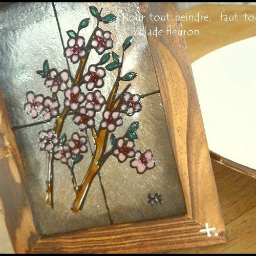 桃 ステンドグラス風Japanese style その他インテリア雑貨 小さな花の