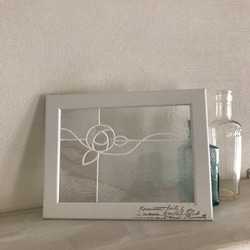 シンプルホワイトローズ  ステンドグラス風 レトロ　 4枚目の画像