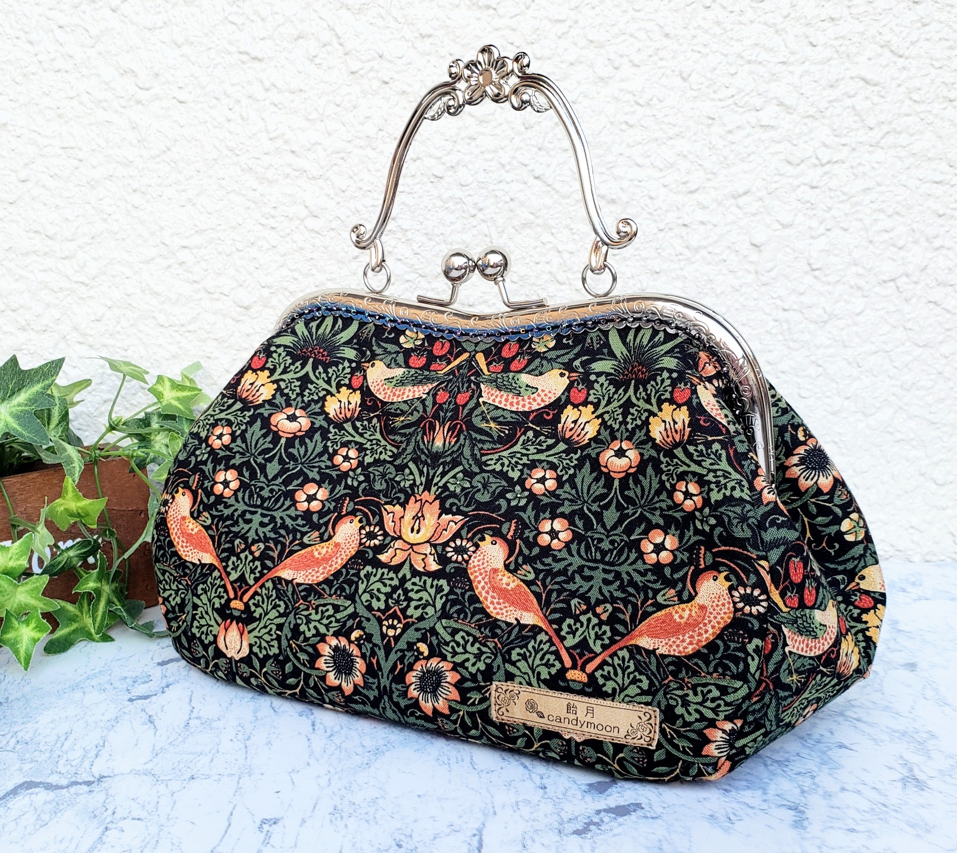 昭和レトロ ビーズバッグ 総ビーズ 花柄 がま口 豪華 昭和レトロ