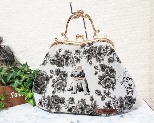 chimaki 花柄 薔薇 ゴブラン織りレース がま口 ハンドバッグ