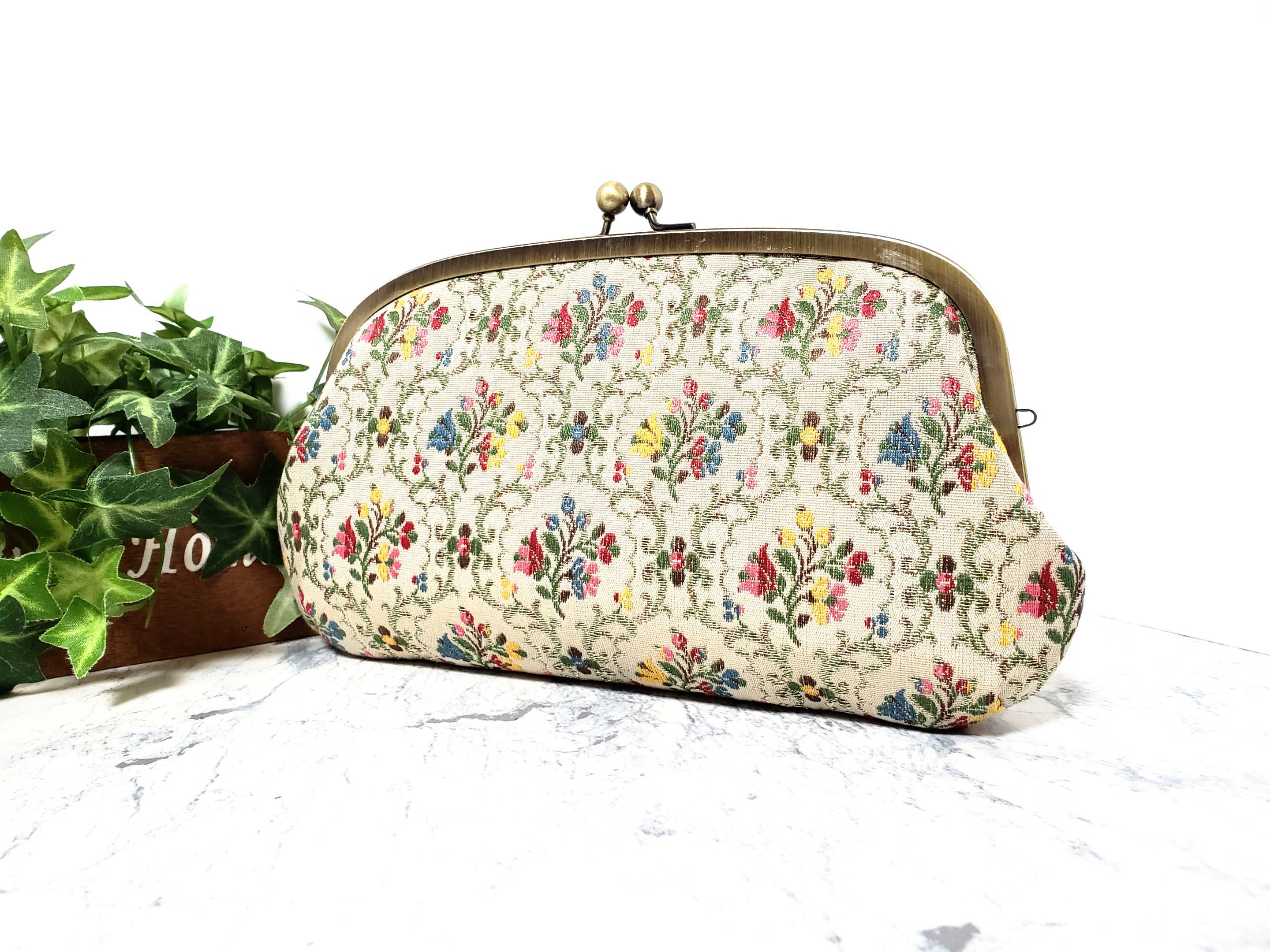 スマホの入る お財布ポシェット対応がま口長財布（ゴブラン織vol.）