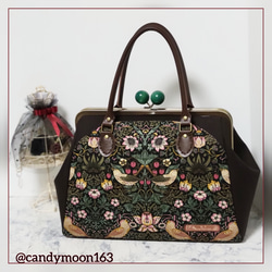 送料無料】北欧風こぎん刺しがま口ミニバッグ 本革持ち手付き