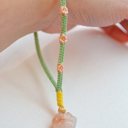 「Blossom」－蠟線編織－櫻花瑪瑙手機掛繩 手機繩 手機鍊 吊飾 第3張的照片