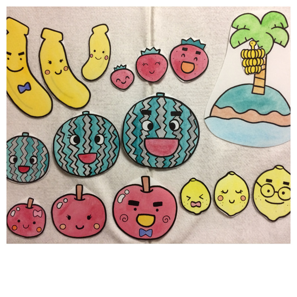 パネルシアター バナナのおやこ 雑貨・その他 手描きパネルシアターH.S 