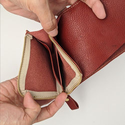 コンパクト二つ折り財布　ボルドー 4枚目の画像