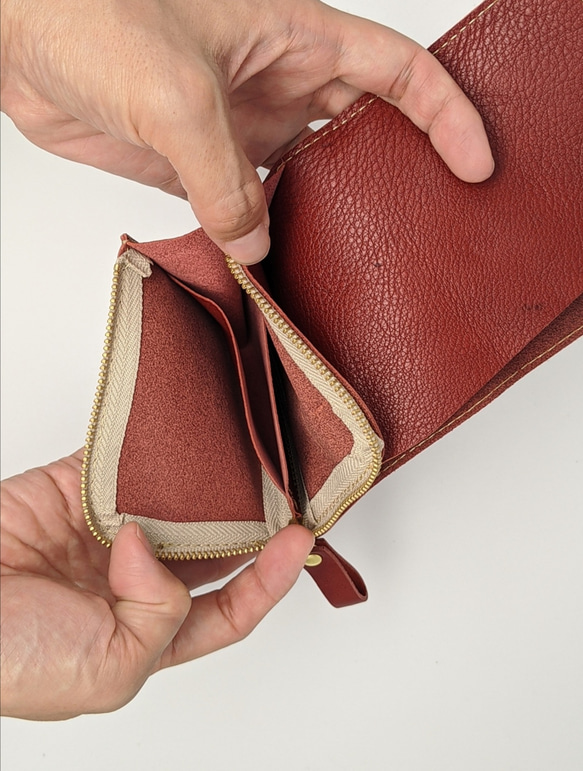 コンパクト二つ折り財布　ボルドー 4枚目の画像