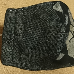 布マスク　立体型マスク　椿➉　表綿100/裏シングルガーゼラベンダー 4枚目の画像