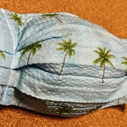 布マスク　夏用生地　プリーツ　表生地裏生地共にリップル　椰子の木③ 3枚目の画像