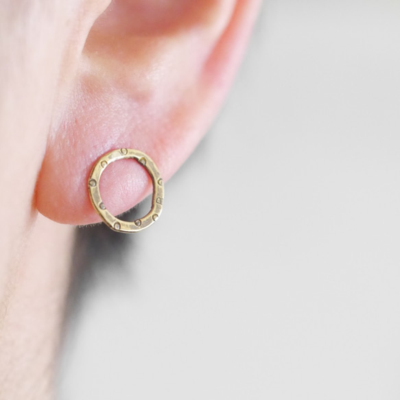 再次上架【已售出一隻耳朵】黃銅Float耳環定制 第4張的照片