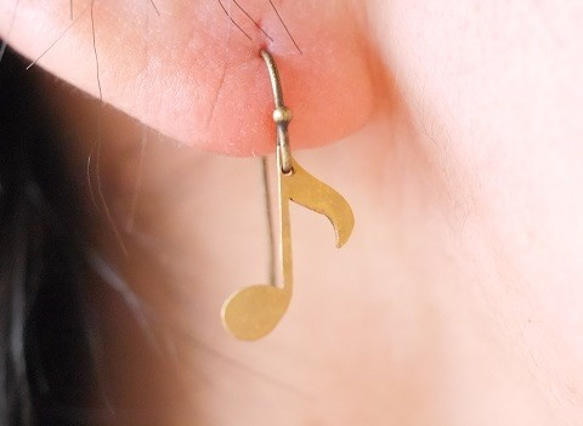 【單耳出售】黃銅音樂耳環，單獨出售，3種，定制 第4張的照片