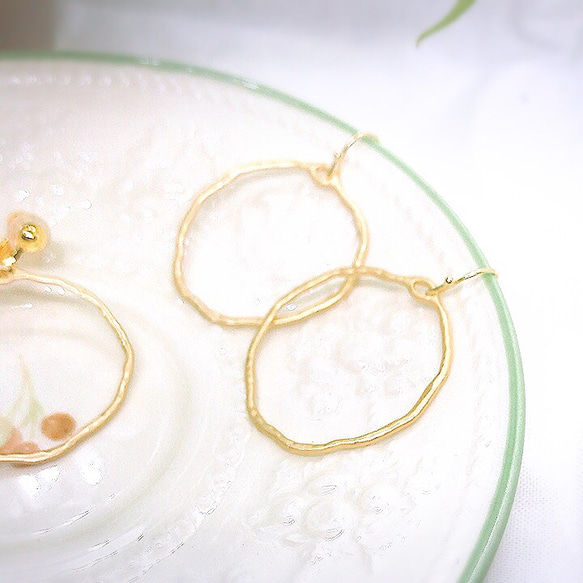 18kgf Simple goldring pierce/earring  PetitFururi パーツ交換 8枚目の画像