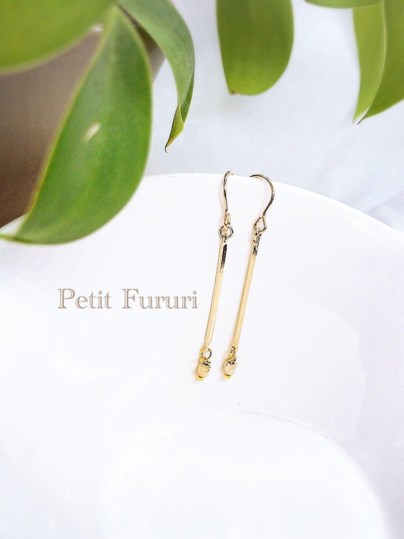 18kgf  Simple gold Ping pierce/earring PitetFururi ラッピング 1枚目の画像