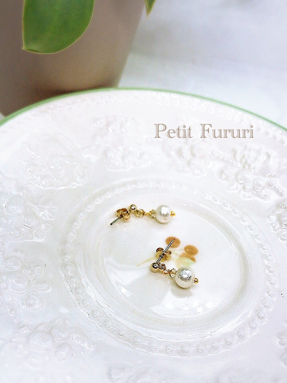 18kgf swarovski crystal cottonpearl pierce/earring パーツ交換 4枚目の画像