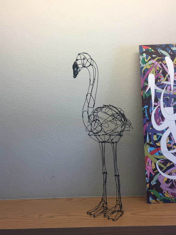 フラミンゴ2号 3Dワイヤーアート(在庫販売) 3枚目の画像