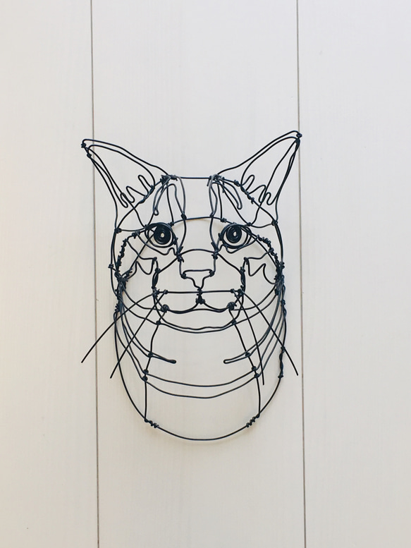 猫2匹セット 3Dワイヤーアート 2枚目の画像
