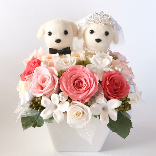 オーダーページミニチュア花のアレンジメント オーダーメイド】ウエディングドッグ♡マルチーズとマルプーの