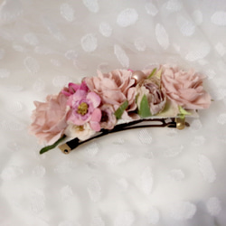 ♪再販♪　小花のバレッタ 　アンティークピンク 2枚目の画像