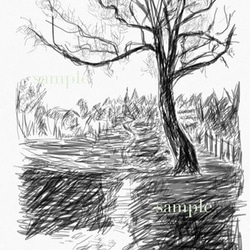 風景画 / モノクロ / 線描画 / デジタルプリント 絵画 SHINKO