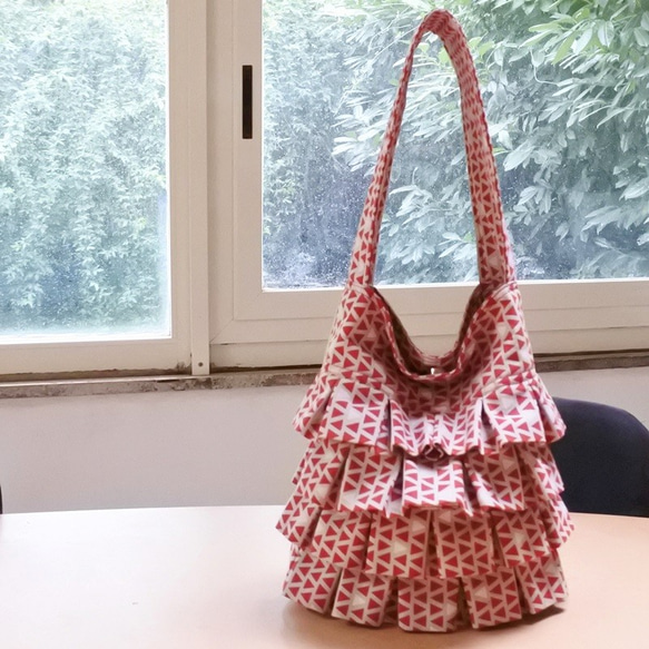 【SALE】Furi-furi Shoulder bag (赤三角) 4枚目の画像
