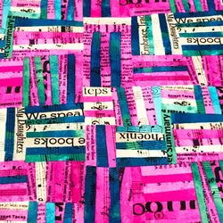 Carrie Bloomston 110cm x 50cmずつ切売 - コラージュ織/Pink+Blue 1枚目の画像