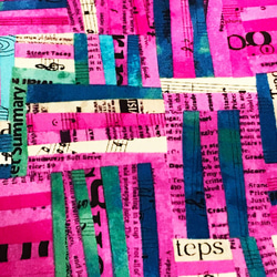 Carrie Bloomston 110cm x 50cmずつ切売 - コラージュ織/Pink+Blue 2枚目の画像