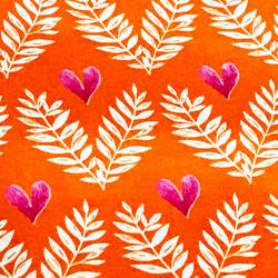 Tamara Kate 110cm x 50cmずつ切売 - Heart Leaves/Orange 2枚目の画像